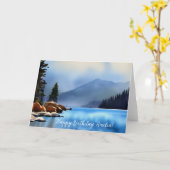 Schilderachtig Mountain Lake Digitale Kunst Verjaa Kaart (Gele Bloem)