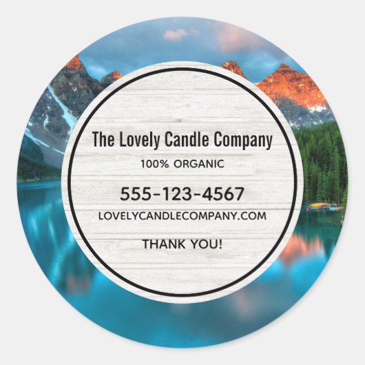 Schilderachtig Mountain & Lake Fotografie Business Ronde Sticker (Voorkant)
