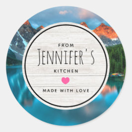 Schilderachtig Mountain & Lake Fotokeuken Ronde Sticker