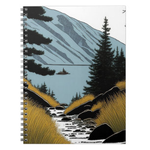 Schilderachtig Mountain Lake Illustration Notitieb Notitieboek