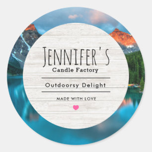 Schilderachtig Mountain & Lake Landscape Fotokaars Ronde Sticker