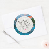 Schilderachtig Mountain & Lake Landscape Fotokaars Ronde Sticker (Envelop)