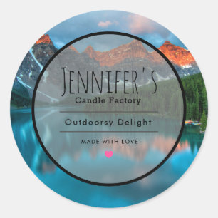 Schilderachtig Mountain & Lake Landscape Fotokaars Ronde Sticker