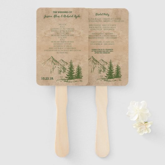 Schilderachtig Mountain Range Trouwprogramma's Handwaaier (Voorkant en achterkant)