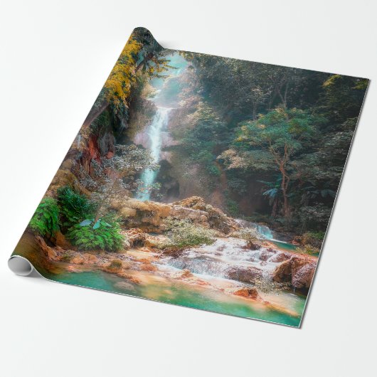 Schilderachtig Natuur Fantasy Waterfall Cadeaupapier (Uitgerold)