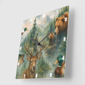 Schilderachtig Natuur herten, Beren, eenden, wilde Vierkante Klok (Hoek)