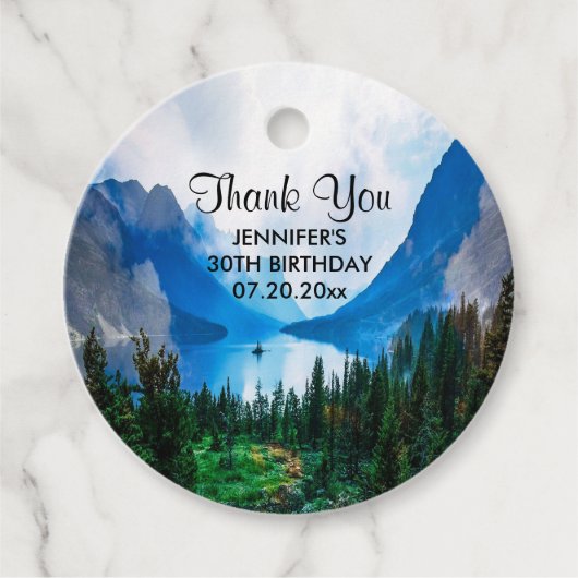 Schilderachtig Natuur in het Rustische landgebergt Bedankjes Labels (Voorkant)