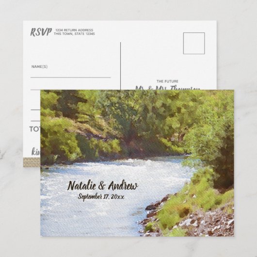 Schilderachtig Natuur Lake River Uitzicht bruiloft Uitnodiging Briefkaart (Voorkant / Achterkant)