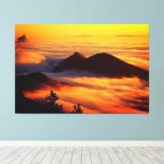 Schilderachtig Natuur Landschap Mountain Sunset Canvas Afdruk (Insitu (Houten vloer))