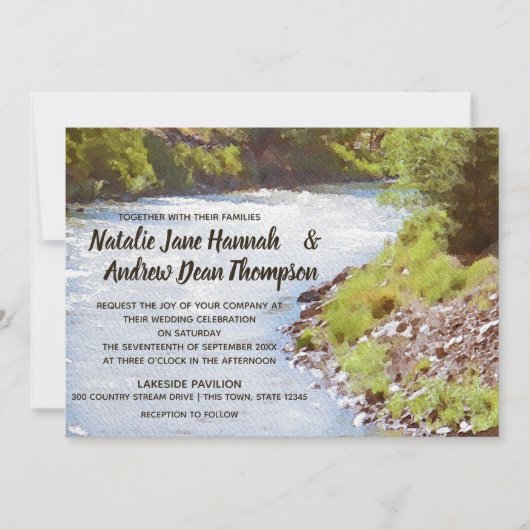Schilderachtig Natuur River Lake Uitzicht bruiloft Kaart (Voorkant)