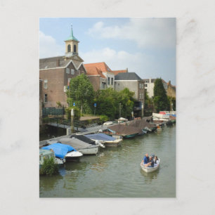 Schilderachtig Nederlandse grachtenboot pittoresk  Briefkaart