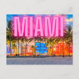 Schilderachtig Neon Miami Waterfront Briefkaart
