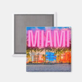 Schilderachtig Neon Miami Waterfront Magneet (Voorkant / Achterkant)