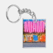 Schilderachtig Neon Miami Waterfront Sleutelhanger (Voorkant Links)