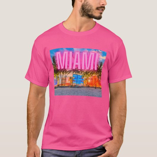 Schilderachtig Neon Miami Waterfront T-shirt (Voorkant)
