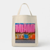 Schilderachtig Neon Miami Waterfront Tote Bag (Achterkant)