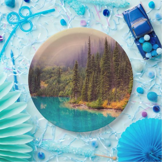 Schilderachtig noordelijk landschap papieren bordje (Feest)