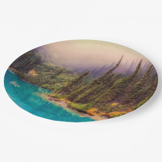 Schilderachtig noordelijk landschap papieren bordje (Gekanteld)