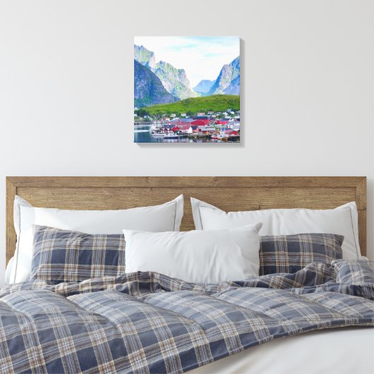 Schilderachtig Noors landschap Lofoten Canvas Afdruk (Insitu (Slaapkamer))