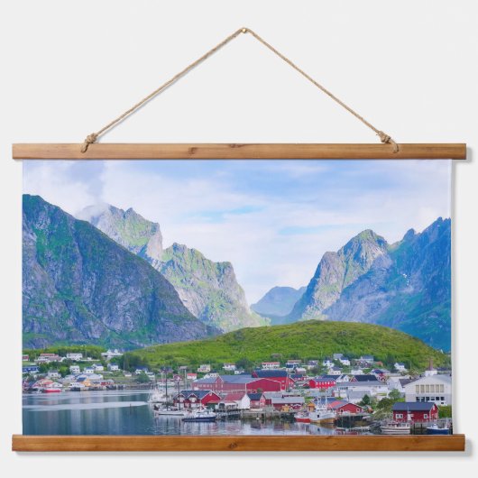 Schilderachtig Noors landschap Lofoten Hangend Wandkleed (Voorkant)