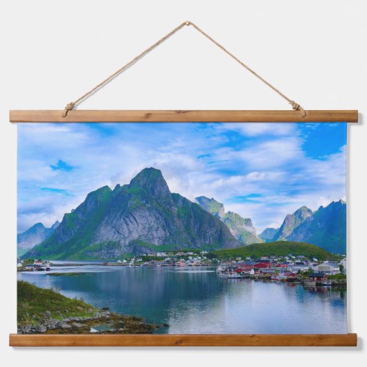 Schilderachtig Noors landschap Lofoten Hangend Wandkleed (Voorkant 3)
