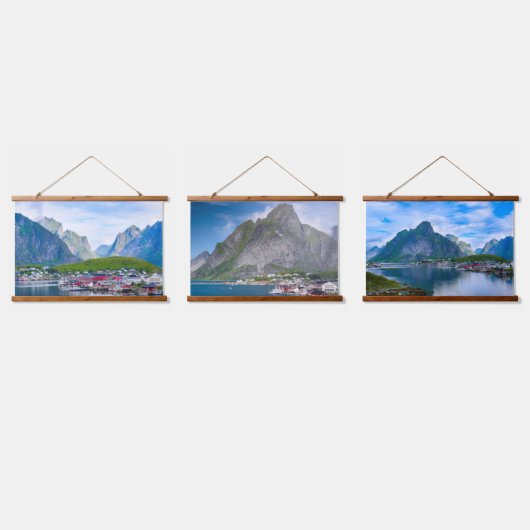 Schilderachtig Noors landschap Lofoten Hangend Wandkleed (Driedubbel)