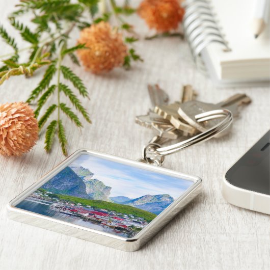 Schilderachtig Noors landschap Lofoten Sleutelhanger (Zijkant)