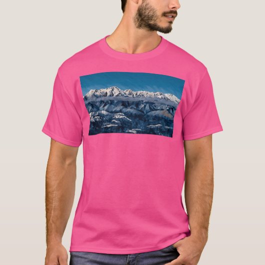 Schilderachtig Olympische Winterbergen (Poly Art)  T-shirt (Voorkant)