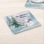 Schilderachtig Onderzetter in de winter met bomen  (Schuin)