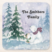 Schilderachtig Onderzetter in de winter met bomen  (Voorkant)