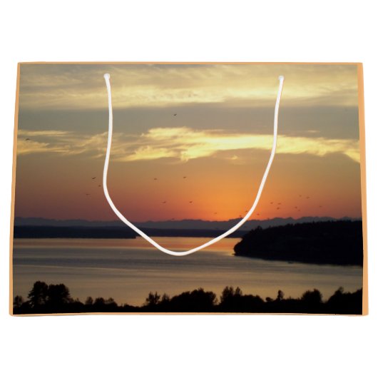 Schilderachtig Oranje Zeegezicht Zonsondergang Large Cadeautasje (Voorkant)