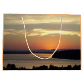 Schilderachtig Oranje Zeegezicht Zonsondergang Large Cadeautasje (Achterkant)