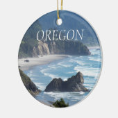Schilderachtig Oregon Coastline Foto Keramisch Ornament (Links)