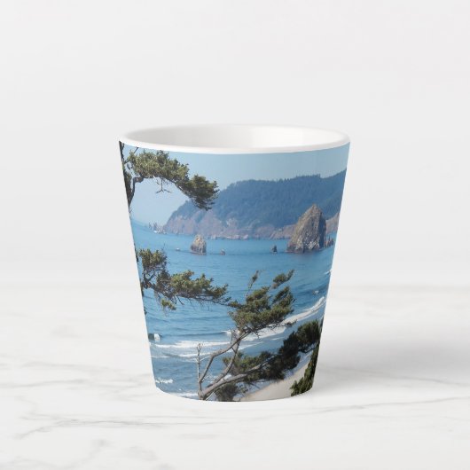 Schilderachtig Oregon Seascape Latte Mok (Voorkant)