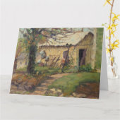 Schilderachtig oud hulpprogramma geplaatst achter kaart (Gele Bloem)