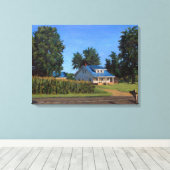 Schilderachtig Oude Boerderij House op het Boerder Canvas Afdruk (Insitu (Houten vloer))