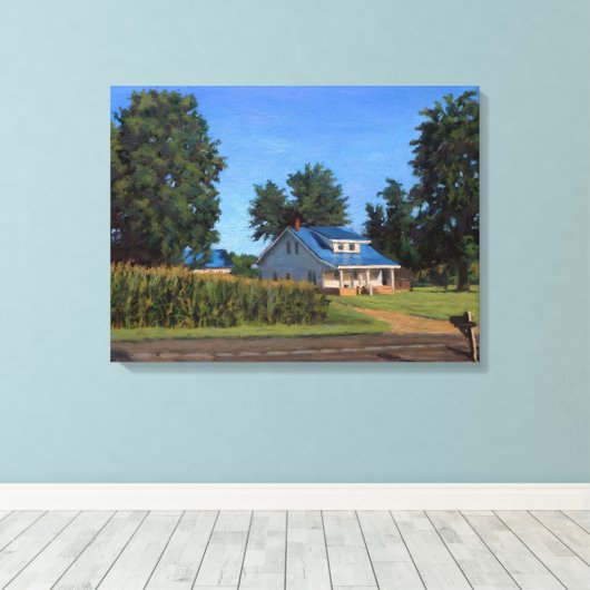 Schilderachtig Oude Boerderij House op het Boerder Canvas Afdruk (Insitu (Houten vloer))