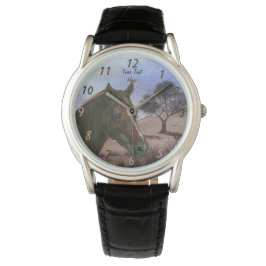 schilderachtig paardenportret kastanjebruin paard horloge