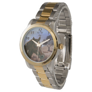 schilderachtig paardenportret kastanjebruin paard horloge