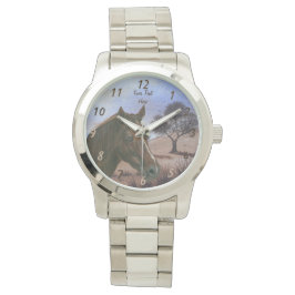 schilderachtig paardenportret kastanjebruin paard horloge