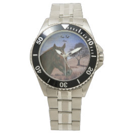 schilderachtig paardenportret kastanjebruin paard horloge