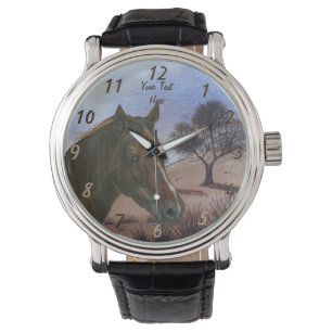 schilderachtig paardenportret kastanjebruin paard horloge