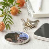 schilderachtig paardenportret kastanjebruin paard sleutelhanger (Zijkant)