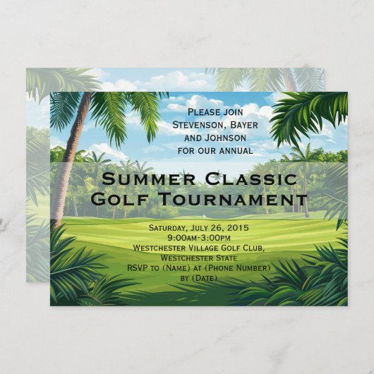 Schilderachtig Palm Golf Event Toernooi Feestuitno Kaart (Voorkant / Achterkant)