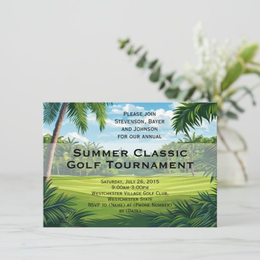 Schilderachtig Palm Golf Event Toernooi Feestuitno Kaart (Staand voorkant)