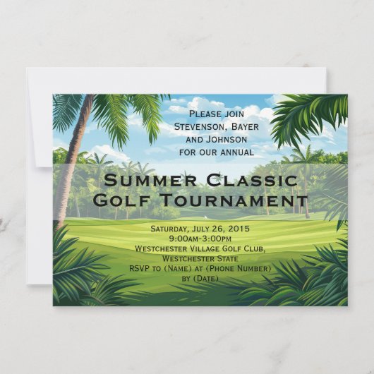 Schilderachtig Palm Golf Event Toernooi Feestuitno Kaart (Voorkant)