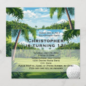 Schilderachtig Palm Golf Verjaardagsfeestuitnodigi Kaart (Voorkant / Achterkant)