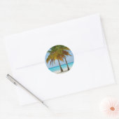 Schilderachtig palmbomen op een tropisch strand ronde sticker (Envelop)