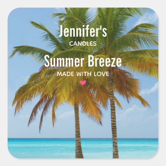 Schilderachtig palmbomen op een tropische keizerba vierkante sticker (Voorkant)