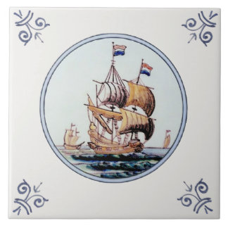 Schilderachtig Polychrome Repro Delft Ships Kerami Tegeltje